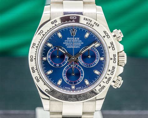 rolex daytona white gold blue dial ขาย|rolex daytona yellow gold.